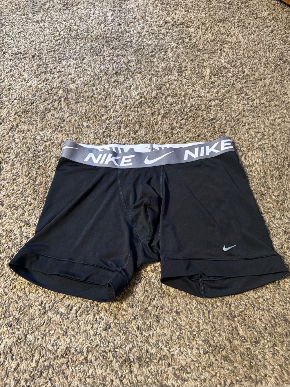 Nike Black Compression Boxer Briefs with Silver Logo Waistband